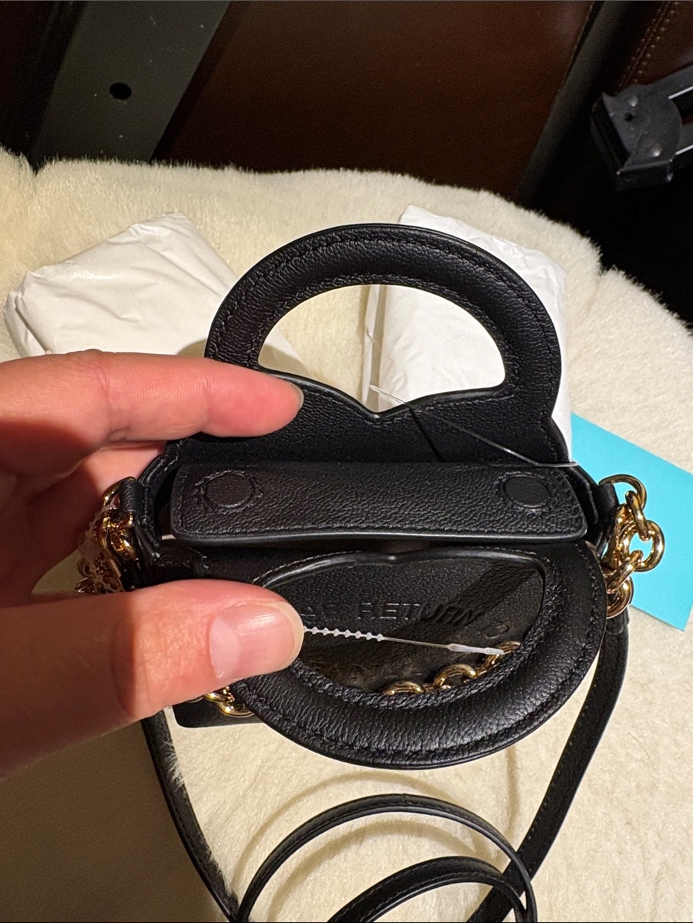 Tiffani and Co black leather mini bag removable strap - cutest designer bag- New - Picture 9 of 16